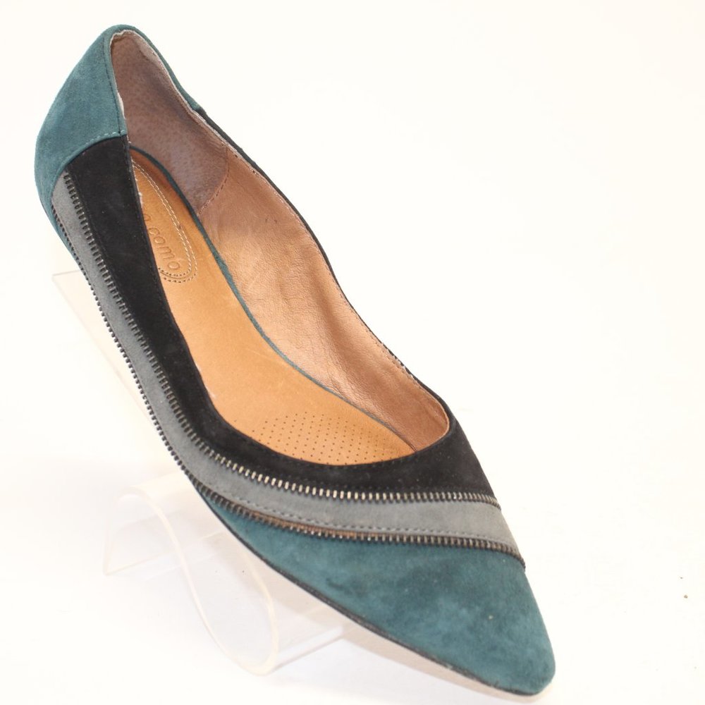 Corso Como Multicolored Suede Zipper Embellishment Ballet Flats #126